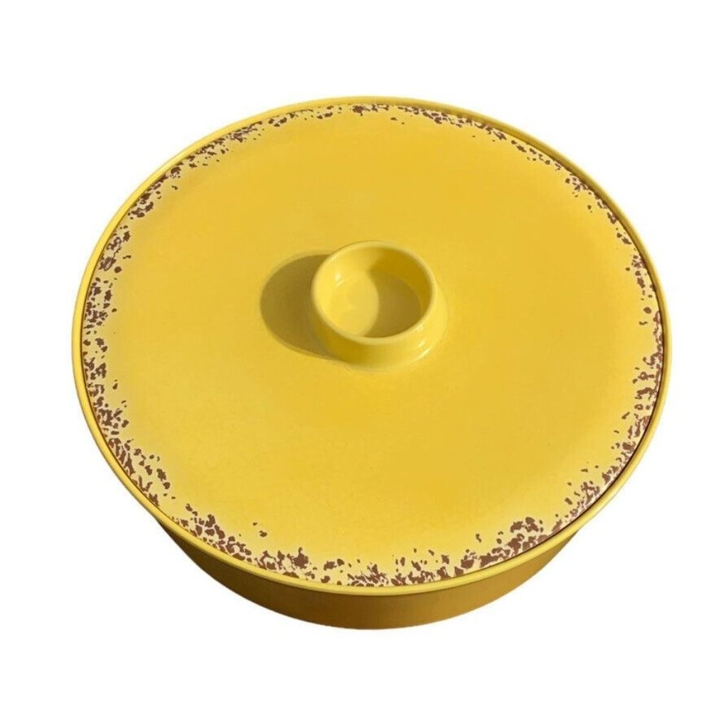 Tommy Bahama Tortilla Warmer Pancake Waffle Warmer Melamine Yellow Crackle 9"